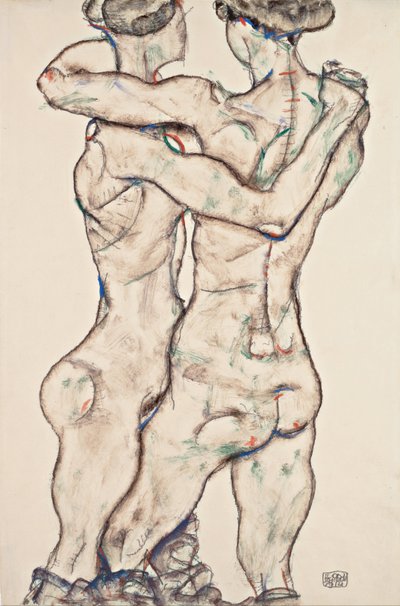 裸の女の子たちの抱擁、1914 作： Egon Schiele
