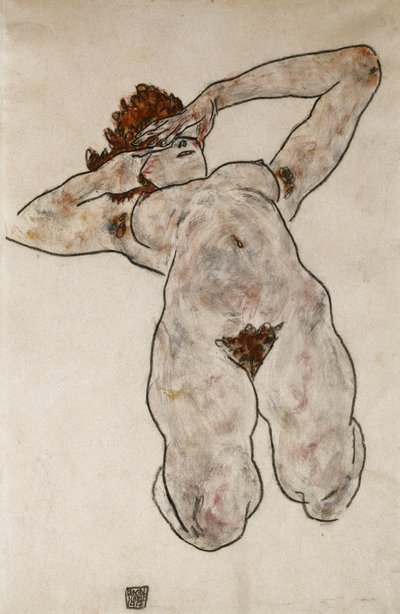 横たわっているヌード;裸の女性に横たわる、1917 作： Egon Schiele