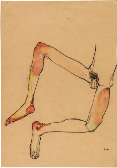 裸の男性の腹部、1910 年。 作： Egon Schiele
