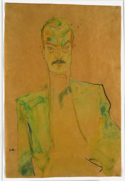 着色された布のヌード、1911（紙にガッシュ付きのトイレと鉛筆） 作： Egon Schiele