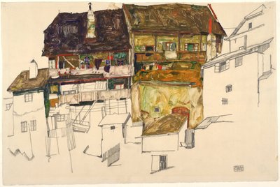 クルマウの古い家、1914 作： Egon Schiele