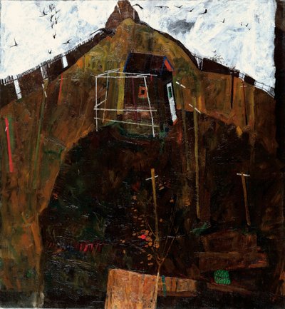 カラスのいる風景 - エゴン・シーレ作 (1890-1918) キャンバスに油彩 (95.8x89 cm) 作： Egon Schiele