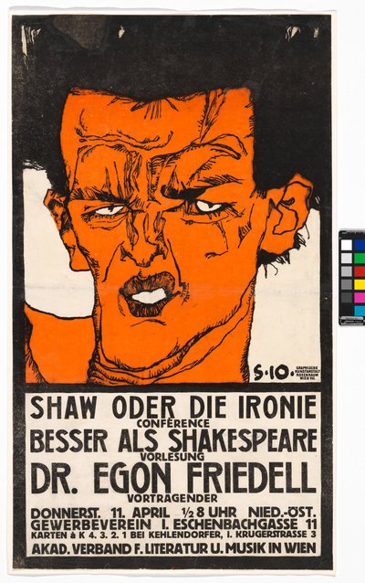 Plakat "Shaw oder die Ironie" - Vortrag Egon Friedell 作： エゴンシーレ