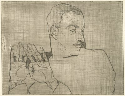 アーサーレスラーの肖像、1914年（ドライポイント） 作： Egon Schiele