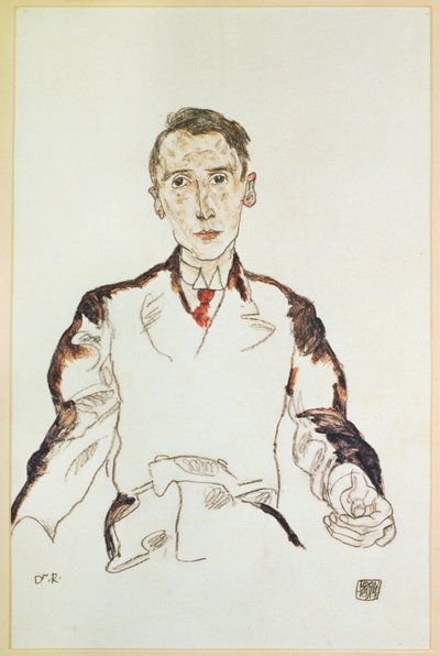 ハインリヒ・リーガー博士の肖像（グワッシュ、水彩、鉛筆） 作： Egon Schiele