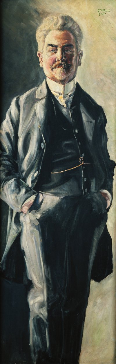 レオポルド・チハチェクの肖像、1907 作： Egon Schiele