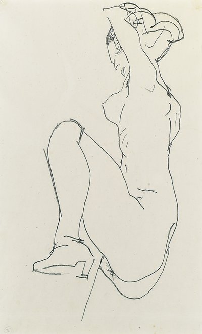 土下座女性ヌード、1913 作： Egon Schiele