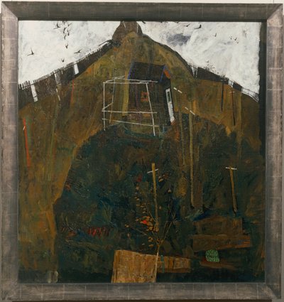 カラスのいる風景（油彩・キャンバス） 作： Egon Schiele