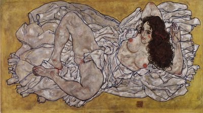 リクライニング・ウーマン、1917 作： Egon Schiele
