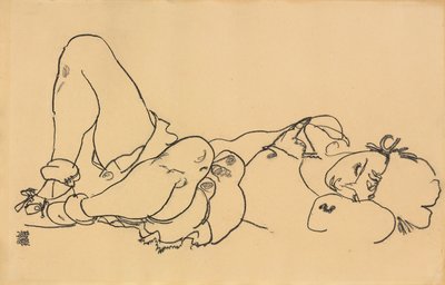 リクライニングウーマン;リクライニング、1918 作： Egon Schiele