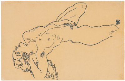 1918年、リクライニングヌード 作： Egon Schiele