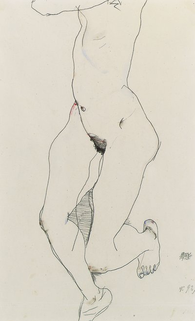実行中の女性、1913 作： Egon Schiele