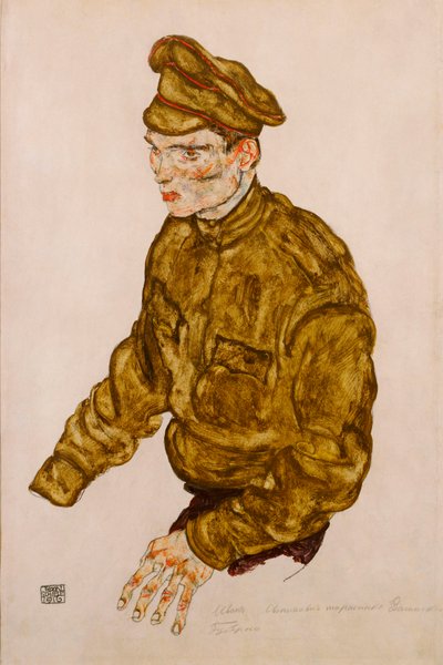 1916年ロシア戦争捕虜 作： Egon Schiele
