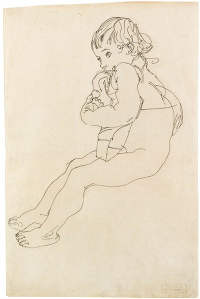 着席の子供、1916 作： Egon Schiele