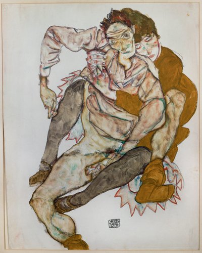 座るカップル 作： Egon Schiele