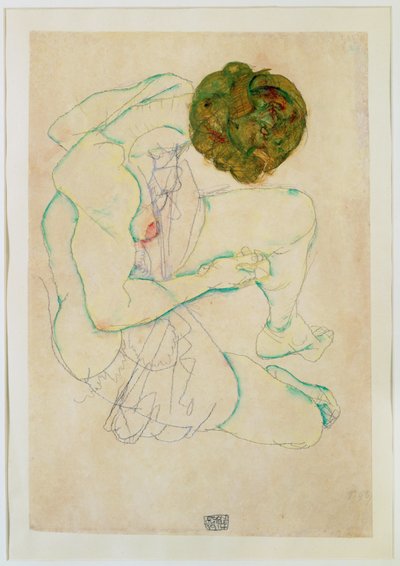 座った女性のヌード 作： Egon Schiele