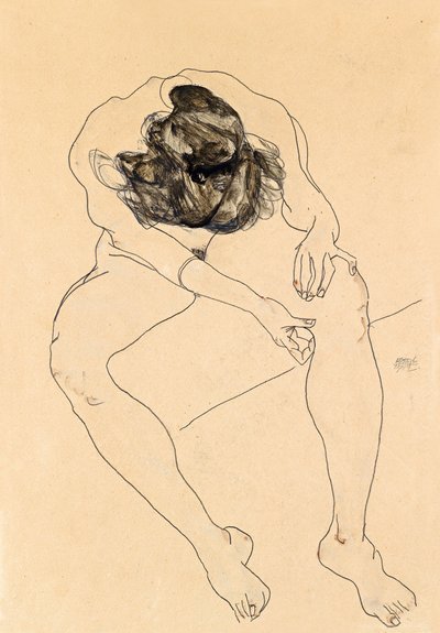 着席女性ヌード、1912 作： Egon Schiele
