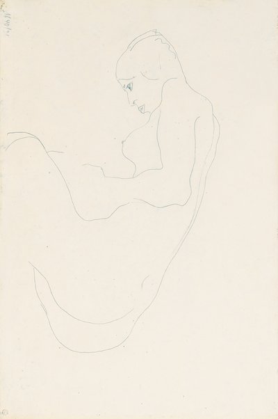 着席ヌード、1912 作： Egon Schiele