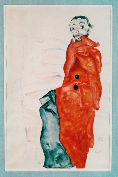 ゲファンガーとしての自画像（水彩、鉛筆画 作： Egon Schiele
