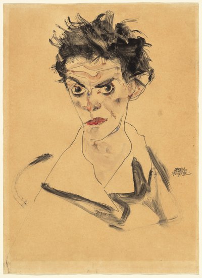 自画像 作： Egon Schiele