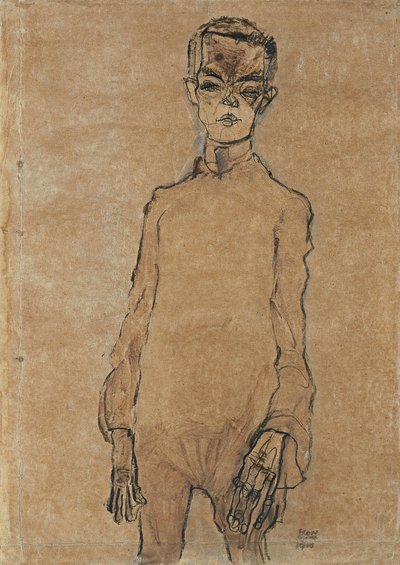 自画像、1910 作： Egon Schiele