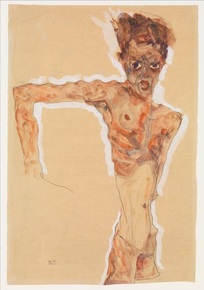 自画像、1911 作： Egon Schiele