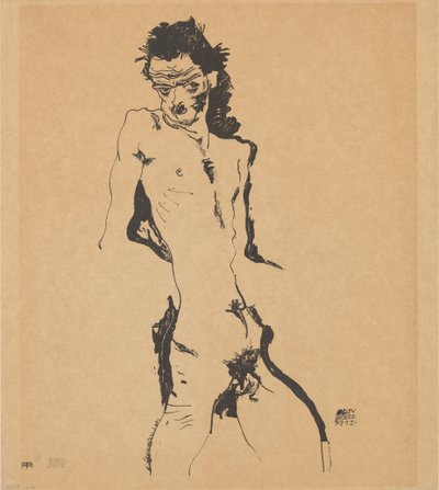 自画像、1912 年。 作： Egon Schiele