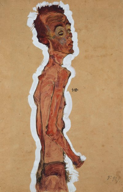 自画像、1910 作： Egon Schiele