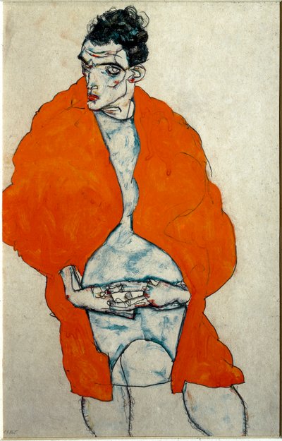 自画像。エゴン・シーレによるドローイング 作： Egon Schiele