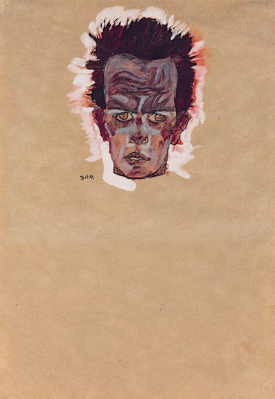セルフポートレート、頭;自画像、ヘッド、1910 作： Egon Schiele