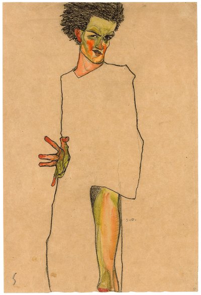 自画像;自画像、1910 作： Egon Schiele