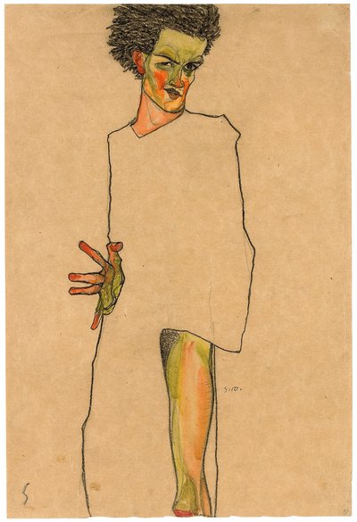 自画像 作： Egon Schiele