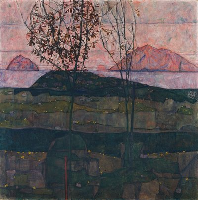夕日、1913 作： Egon Schiele
