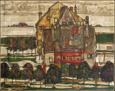 シングルハウス（山のある家）1915年（キャンバスに油彩） 作： Egon Schiele