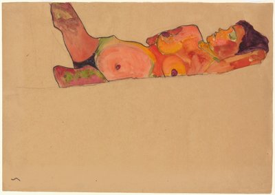 眠っている少女;寝ている少女、1910 作： Egon Schiele