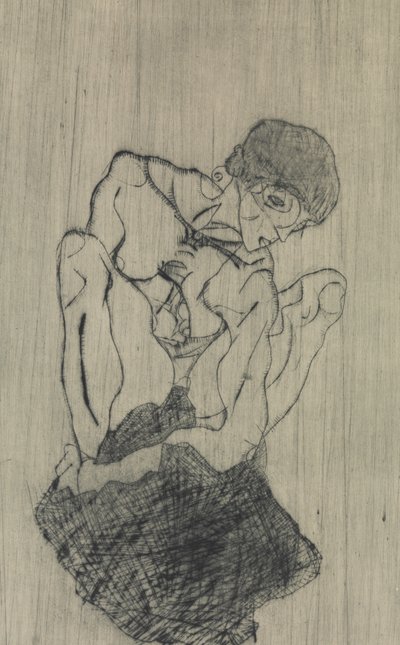 悲しみ、1914年。 作： Egon Schiele