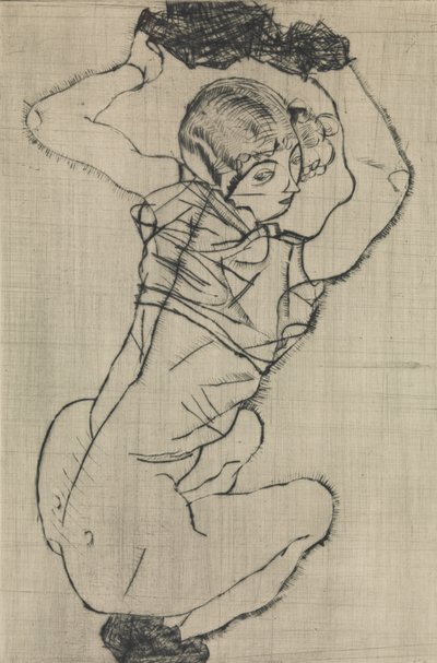しゃがむ女、1914年。 作： Egon Schiele