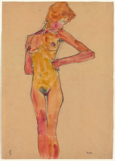 立ち女性ヌード 作： Egon Schiele