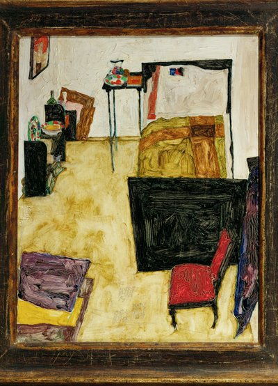 オーストリア、ノイレングバッハの画家の部屋（木に油彩） 作： Egon Schiele