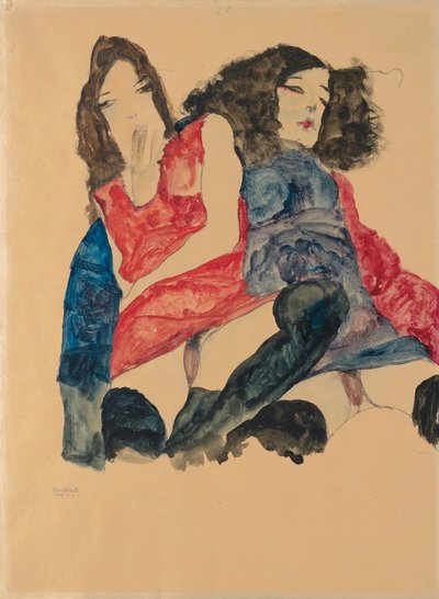 二人の女の子;二人の女の子、1911 作： Egon Schiele