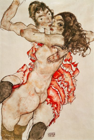 2人の女性を受け入れる 作： Egon Schiele
