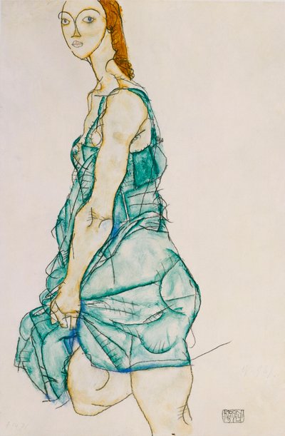 直立した女性、1912 作： Egon Schiele