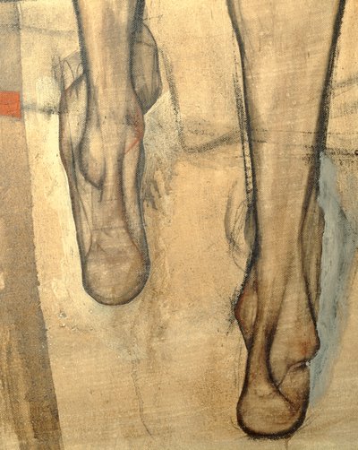 肩にスカーフを巻いた女性ヌード、断片...(キャンバスペインティング) 作： Egon Schiele