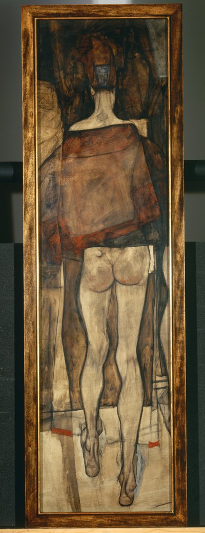 ショールを被った女性ヌード、断片、ショールを被った女性ヌード、断片1913 ...（油彩・キャンバス） 作： エゴンシーレ