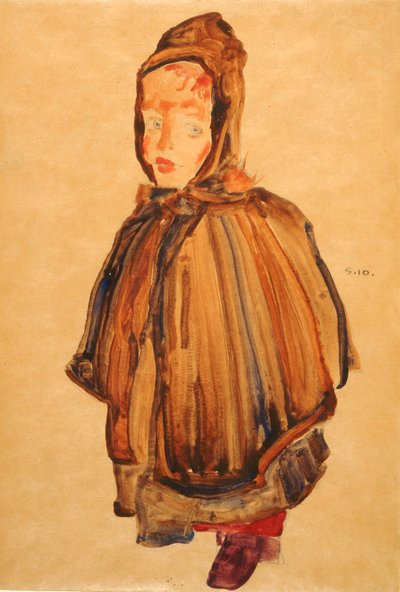ボンネットを持つ女性 作： Egon Schiele