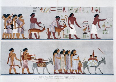 アジア人家族の古代エジプトへの到着。Prisse d