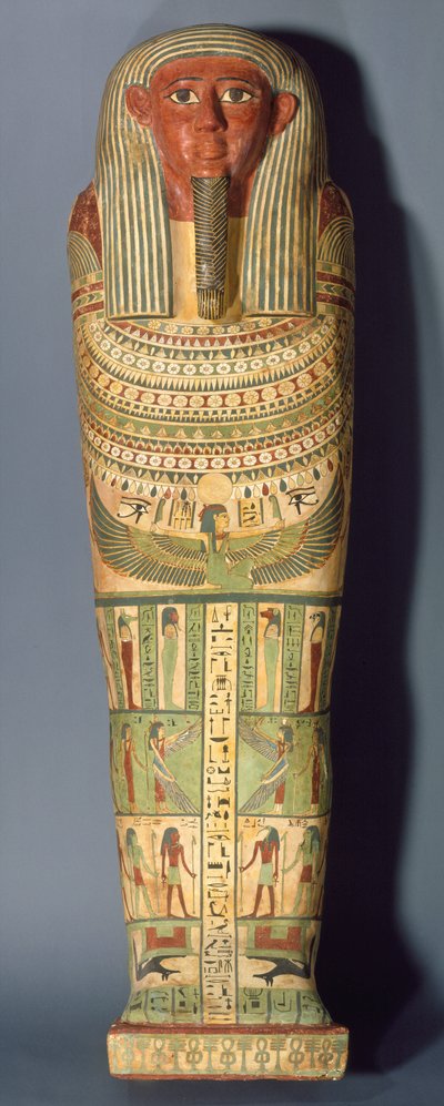 アマンレッドの棺、第25〜26王朝、紀元前715〜525年（ジェッソとペンキが塗られた木材） 作： Egyptian