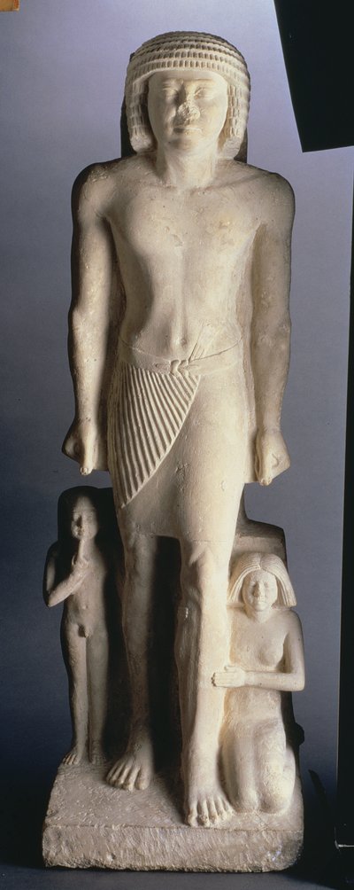 家族グループ、おそらく旧王国サッカラから5代後半から6代前半（石灰岩塗装） 作： Egyptian