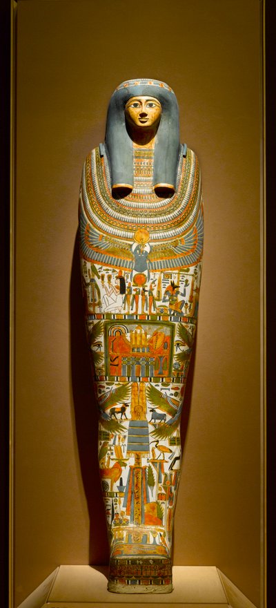 Gautseshenuの内側のカルトナージュ、紀元前700-650年（リネンと石膏） 作： Egyptian