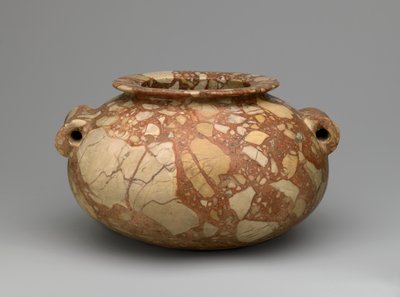 管状ハンドル付きジャー、紀元前3600〜3000年（角礫岩） 作： Egyptian